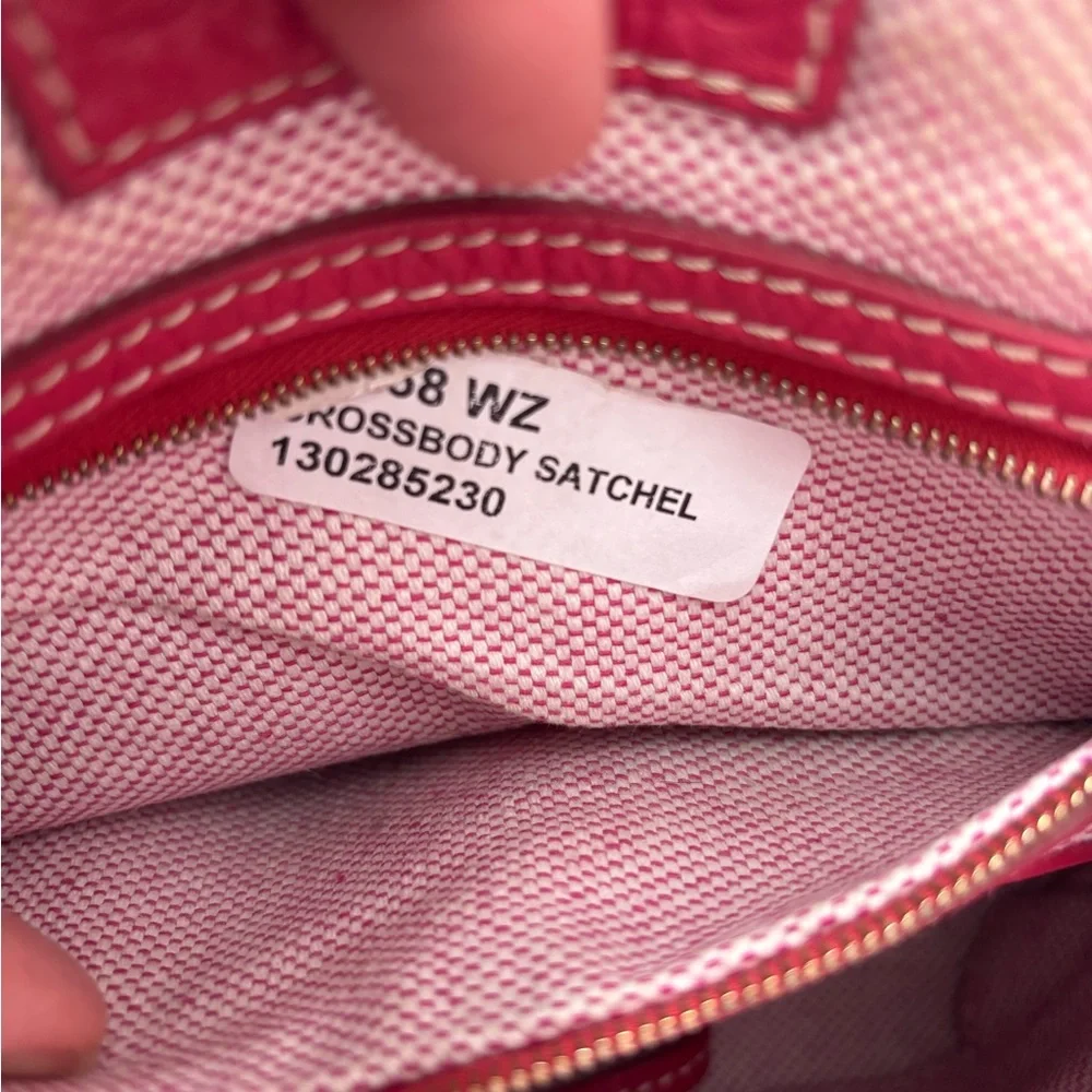 Dooney & Bourke Raspberry Hot Pink Leather Small Crossbody Satchel strap - Picture 10 of 16